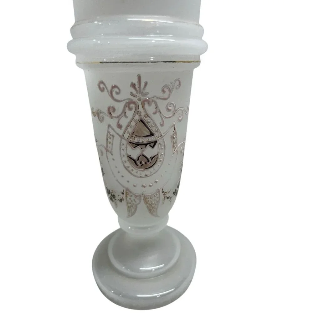 Vintage Victorian White Bristol Glass Vase Stands 7.5